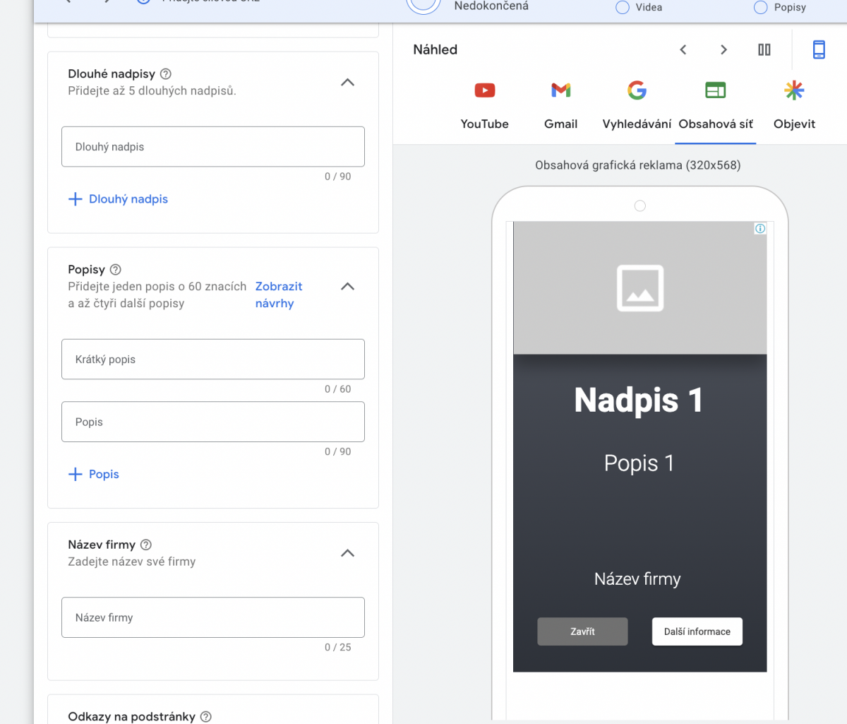 Vymazání předvyplněných podkladů