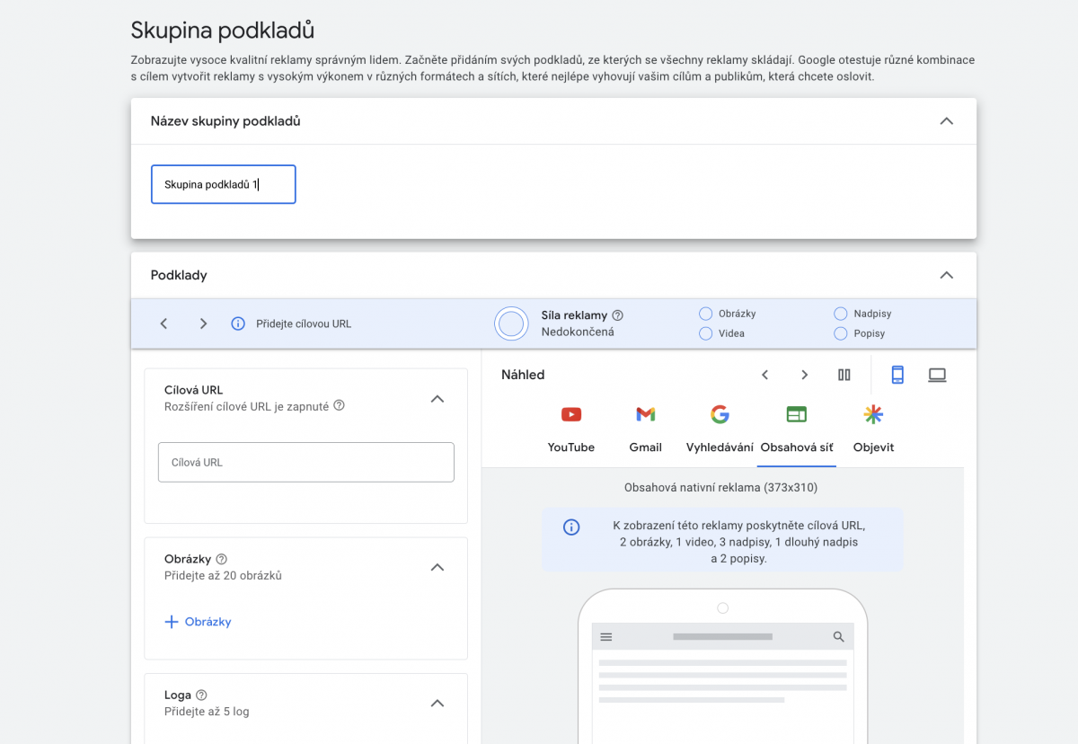 Vyplnění reklamních textů