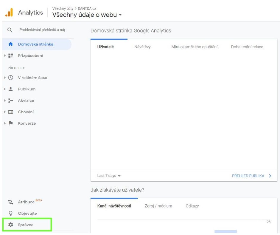 Přidání příštupu - Google Analytics