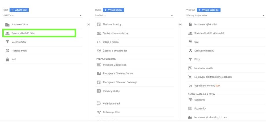 Jak přidat přístup agentuře - Google Analytics 