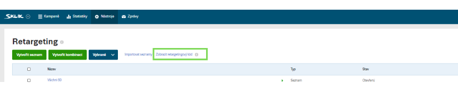 Nasazení remarketingového kódu v Skliku Nasazení remarketingového kódu v Skliku