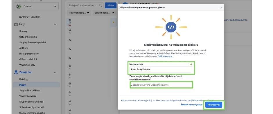 Nastavení Facebook pixelu Nastavení Facebook pixelu