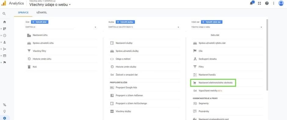 Nastavení měření elektronického obchodu v Google Analytics Nastavení měření elektronického obchodu v Google Analytics